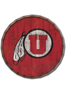 Utah Utes Cracked Color 16 Inch Barrel Top Sign - Red