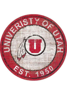 Utah Utes Round Heritage Logo Sign - Red