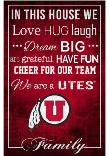 Utah Utes In This House 17x26 Sign - Red