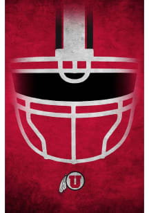 Utah Utes Ghost Helmet 17x26 Sign - Red