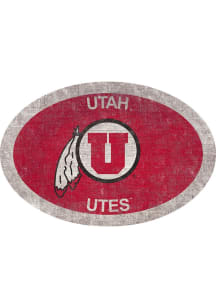 Utah Utes 46 Inch Oval Team Sign - Red
