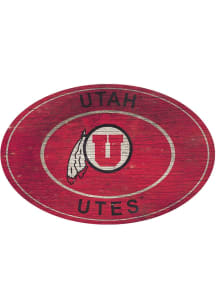 Utah Utes 46 Inch Heritage Oval Sign - Red