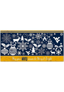 West Virginia Mountaineers Merry and Bright Sign - Blue