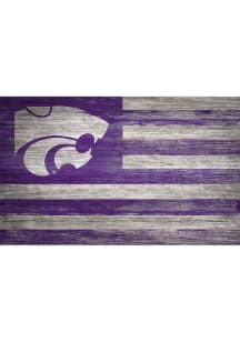 K-State Wildcats Distressed Flag 11x19 Sign - Purple