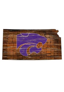 K-State Wildcats Distressed State 24 Inch Sign - Brown