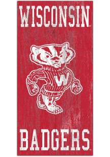 Wisconsin Badgers Heritage Logo 6x12 Sign - Red