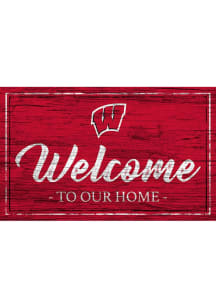 Wisconsin Badgers Welcome to our Home 6x12 Sign - Red