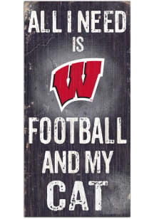 Wisconsin Badgers Football and My Cat Sign - Red