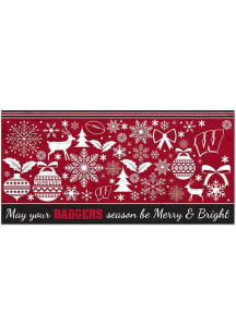 Wisconsin Badgers Merry and Bright Sign - Red