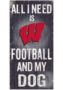 Wisconsin Badgers Football and My Dog Sign - Red