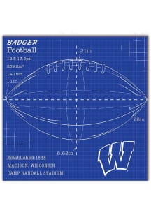 Wisconsin Badgers Ball Blueprint Sign - Red