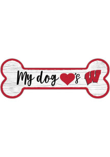 Wisconsin Badgers Dog Bone 6x12 Sign - Red
