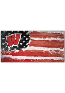 Wisconsin Badgers Flag 6x12 Sign - Red