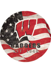 Wisconsin Badgers Team Color Flag 12 Inch Circle Sign - Red