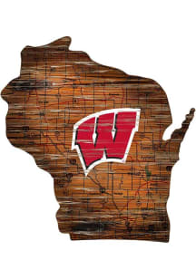 Wisconsin Badgers Mini Roadmap State Sign - Red