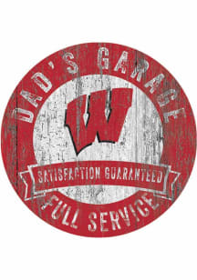 Wisconsin Badgers Dads Garage Sign - Red