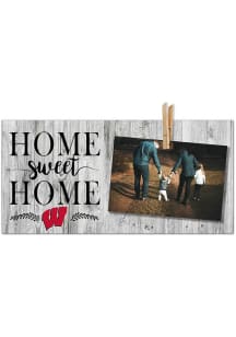 Wisconsin Badgers Home Sweet Home Clothespin Picture Frame - Red