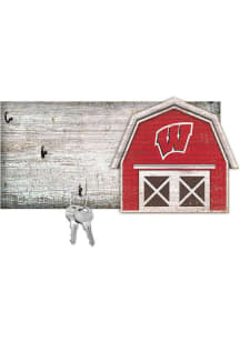 Wisconsin Badgers Team Barn Key Holder Sign - Red