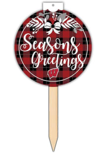 Wisconsin Badgers Seasons Greetings Sign - Red
