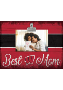 Wisconsin Badgers Best Mom Clip Picture Frame - Red