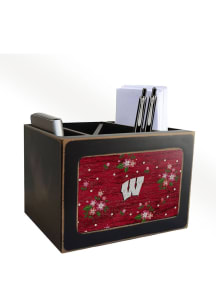 Wisconsin Badgers Floral Desktop Organizer Desk Accessory