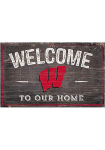 Wisconsin Badgers Welcome to our Home Sign - Red