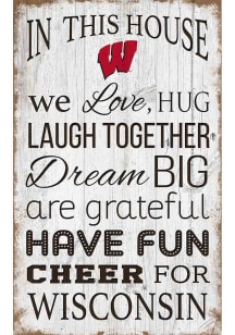 Wisconsin Badgers In This House 11x19 Sign - Red