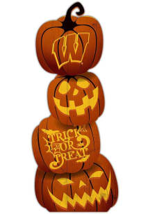 Wisconsin Badgers Pumpkin Stack Leaner Sign - Red