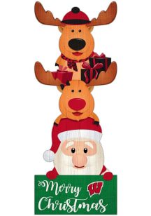Wisconsin Badgers 31 Inch Santa Stack Leaner Sign - Red