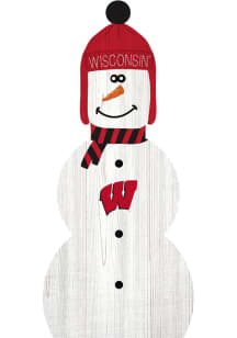Wisconsin Badgers Snowman Leaner Sign - Red