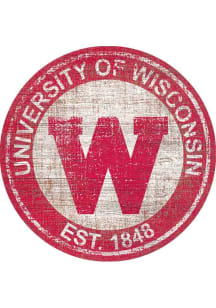 Wisconsin Badgers Round Heritage Logo Sign - Red