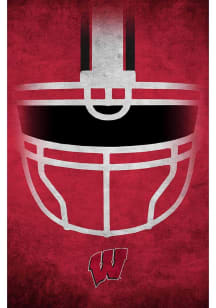 Wisconsin Badgers Ghost Helmet 17x26 Sign - Red