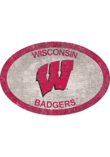 Wisconsin Badgers 46 Inch Oval Team Sign - Red