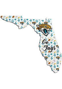 Jacksonville Jaguars 24in Floral State Sign - Teal