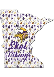 Minnesota Vikings 24in Floral State Sign - Purple