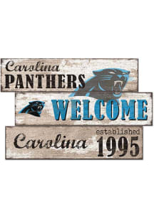 Carolina Panthers 3 Plank Welcome Sign - Blue