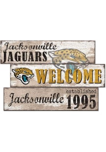 Jacksonville Jaguars 3 Plank Welcome Sign - Teal