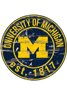 Michigan Wolverines Established Date Circle 24 Inch Sign - Blue