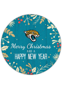 Jacksonville Jaguars Merry Christmas and New Year Circle Sign - Teal