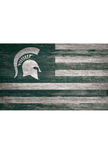 Michigan State Spartans Distressed Flag 11x19 Sign - Green