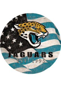 Jacksonville Jaguars Team Color Flag 12in Circle Sign - Teal