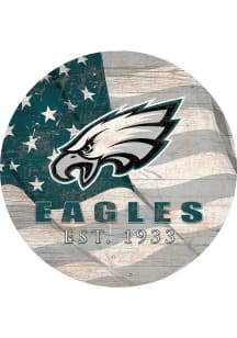 Philadelphia Eagles Team Color Flag 12in Circle Sign - White