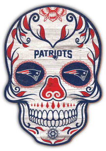 New England Patriots 12in Sugar Skull Sign - Blue