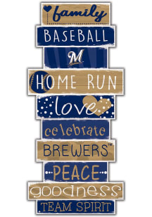 Milwaukee Brewers Celebrations Stack 24 Inch Sign - Navy Blue
