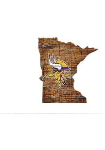 Minnesota Vikings Distressed State 24 Inch Sign - Brown