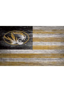 Missouri Tigers Distressed Flag 11x19 Sign - Black