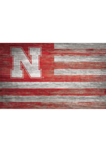 Nebraska Cornhuskers Distressed Flag 11x19 Sign - Red