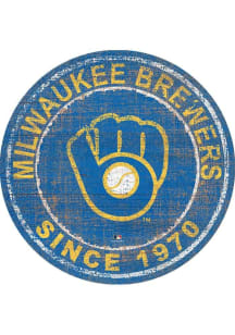 Milwaukee Brewers Round Heritage Logo Sign - Navy Blue
