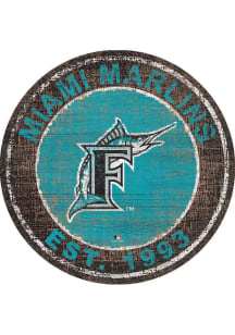 Miami Marlins Round Heritage Logo Sign - Blue