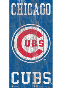 Chicago Cubs Heritage Logo 6x12 Sign - Blue